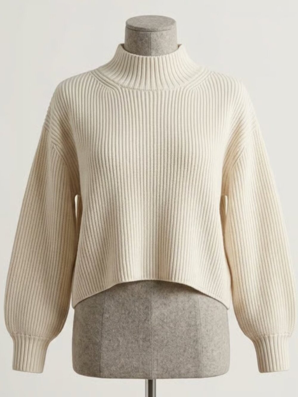 Anthropologie Maeve cream easy mock neck ribbed pullover sweater small